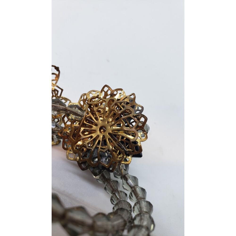 Vintage Bracelet Wrap Around Glass Bead Rhinestone Filigree Haskell Style 1950s - Picture 10 of 12